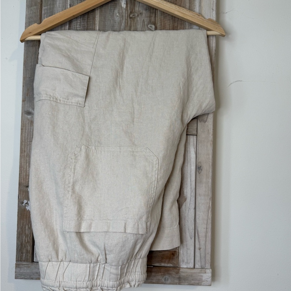 Women's Time and Tru Cream Linen Pant